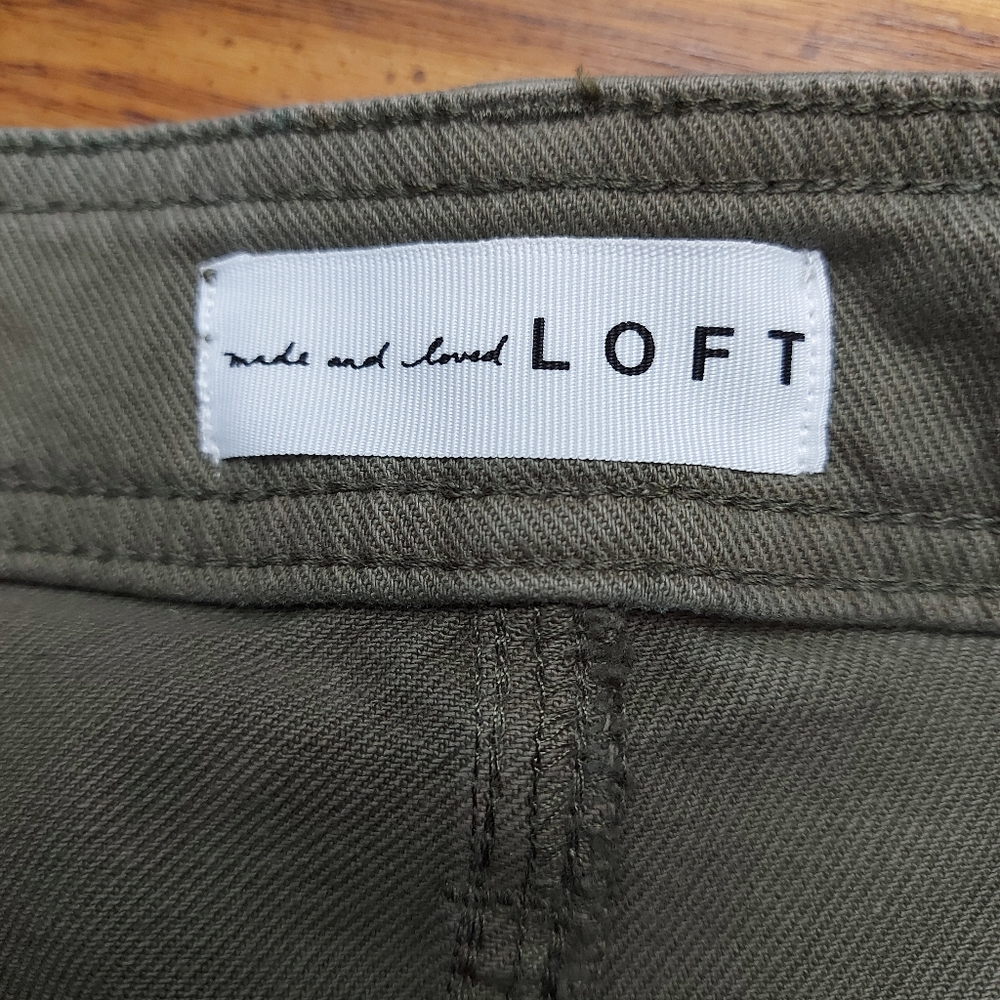 Loft high waist wide leg khaki cotton stretch pants Size 8 Khaki - Picture 7 of 11
